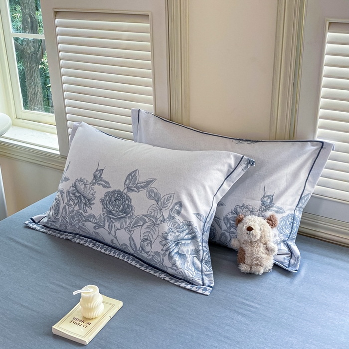 91家纺网 家纺一手货源 找家纺 优品阁 2024新款全棉磨毛四件套单品系列-单枕套 温妮莎-蓝