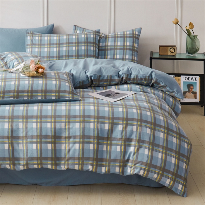 91家纺网 家纺一手货源 找家纺 盛秋家纺 2025新款格子单被套简约+海清