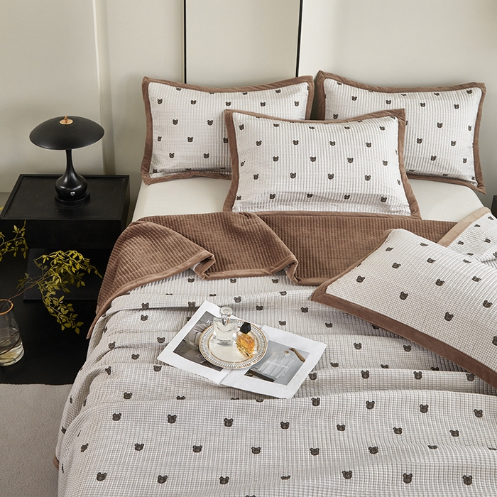 91家纺网 家纺一手货源 找家纺 （总）莎果家纺 2025秋冬一面天丝一面绒高温砂洗床盖三件套