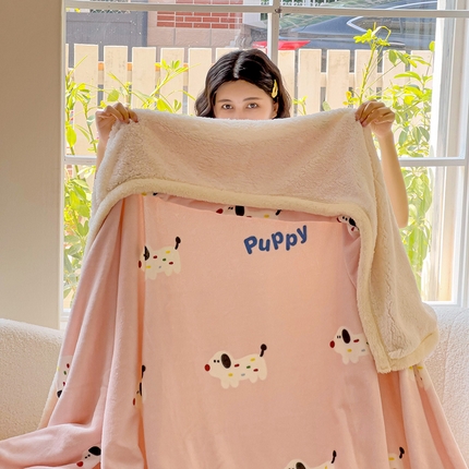 鑫喜莱家纺 2024新款牛奶绒羊羔绒盖毯毛毯毯子午睡毯 斑点狗