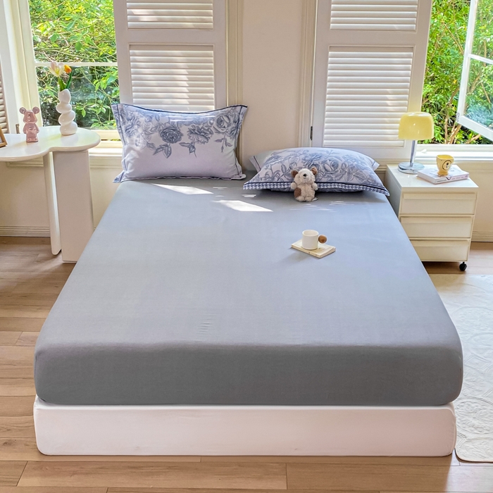 91家纺网 家纺一手货源 找家纺 优品阁 2024新款全棉磨毛四件套单品系列-单床笠 温妮莎-蓝