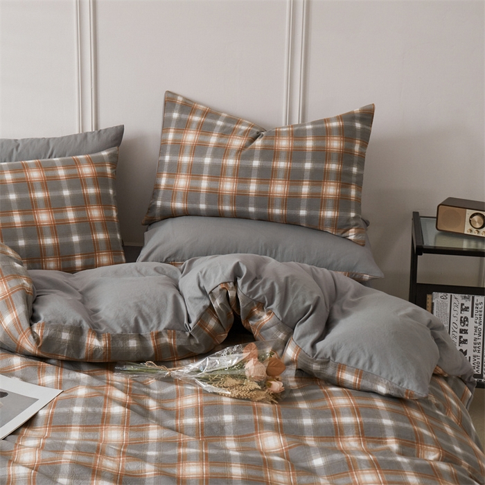 91家纺网 家纺一手货源 找家纺 盛秋家纺 2025新款格子单被套洛卡+中灰
