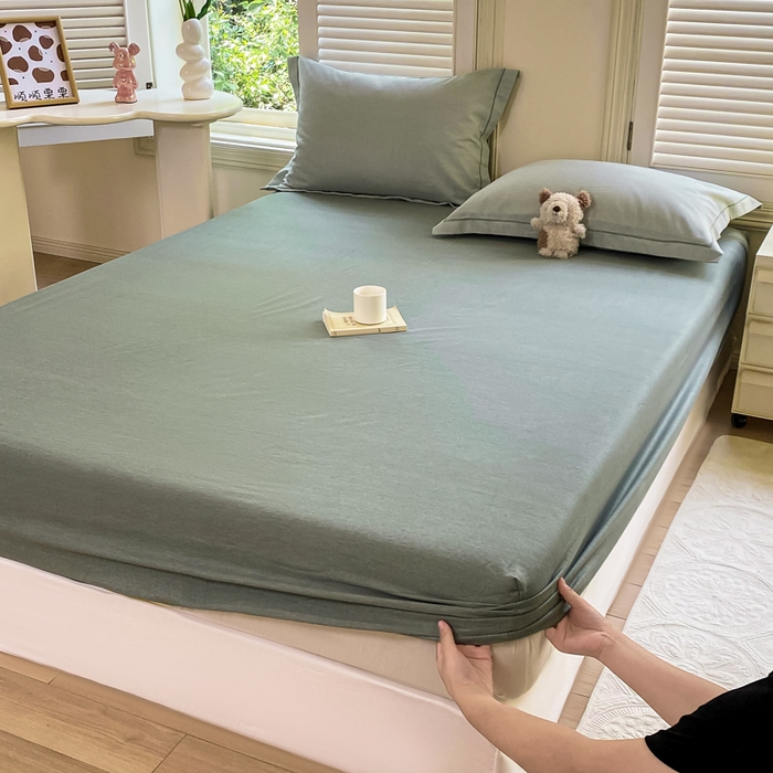 91家纺网 家纺一手货源 找家纺 优品阁 2024新款全棉磨毛四件套单品系列-单床笠 邦尼-绿