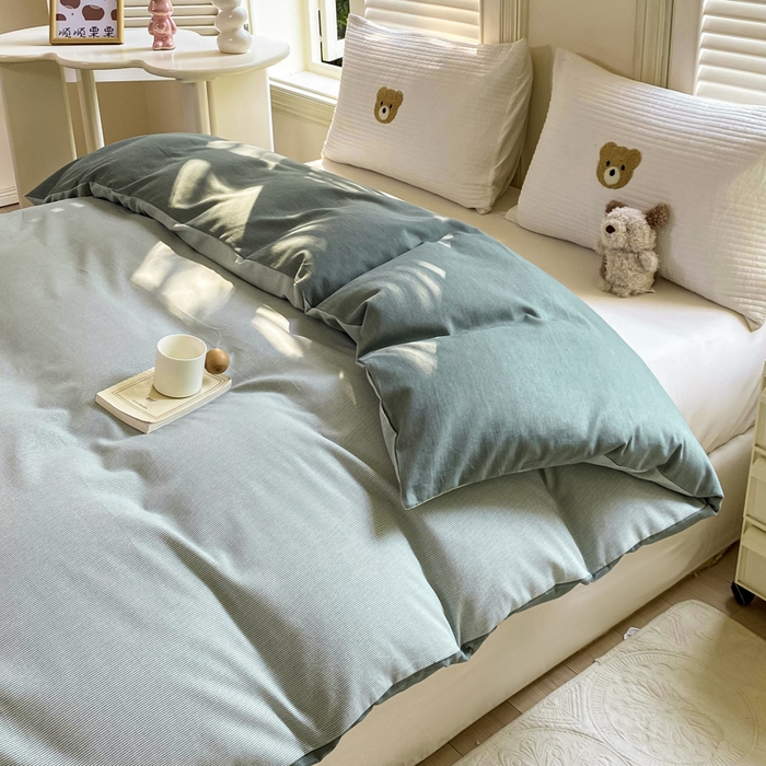 91家纺网 家纺一手货源 找家纺 优品阁 2024新款全棉磨毛四件套单品系列-单被套 邦尼-绿