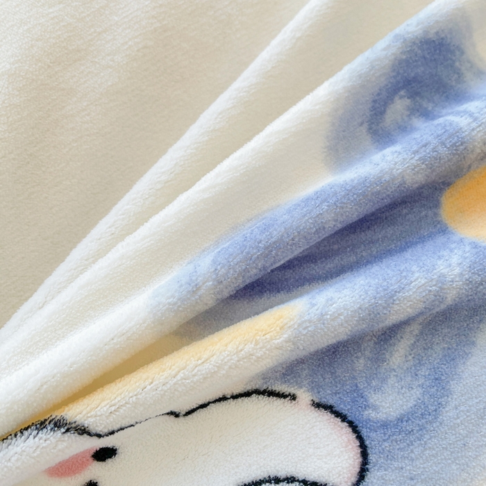 91家纺网 家纺一手货源 找家纺 2024秋冬A类牛奶绒加厚夹棉床笠+牛奶绒被套四件套邻家小兔