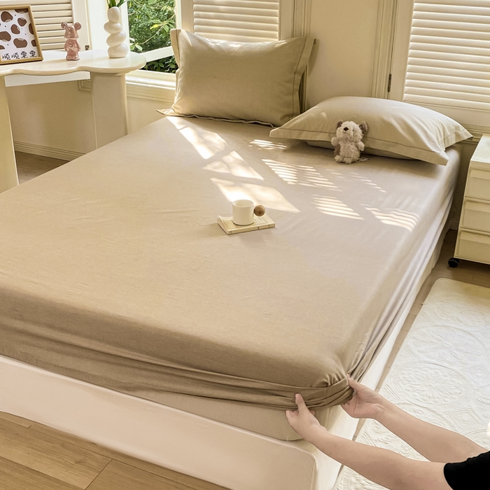 91家纺网 家纺一手货源 找家纺 优品阁 2024新款全棉磨毛四件套单品系列-单床笠 邦尼-咖