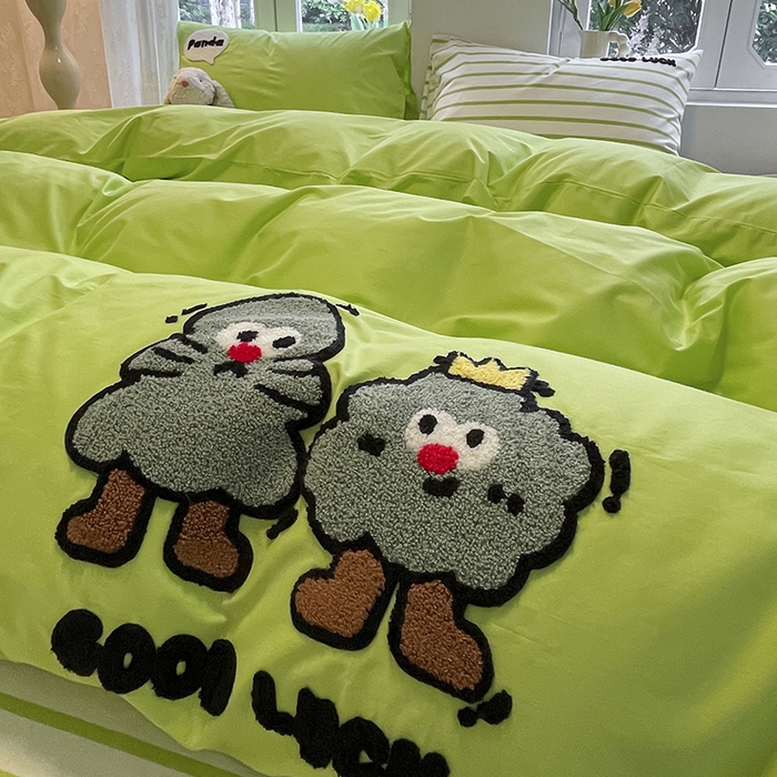 91家纺网 家纺一手货源 找家纺 吉象家纺 2024新款全棉斜纹毛巾绣混搭四件套 好伙伴