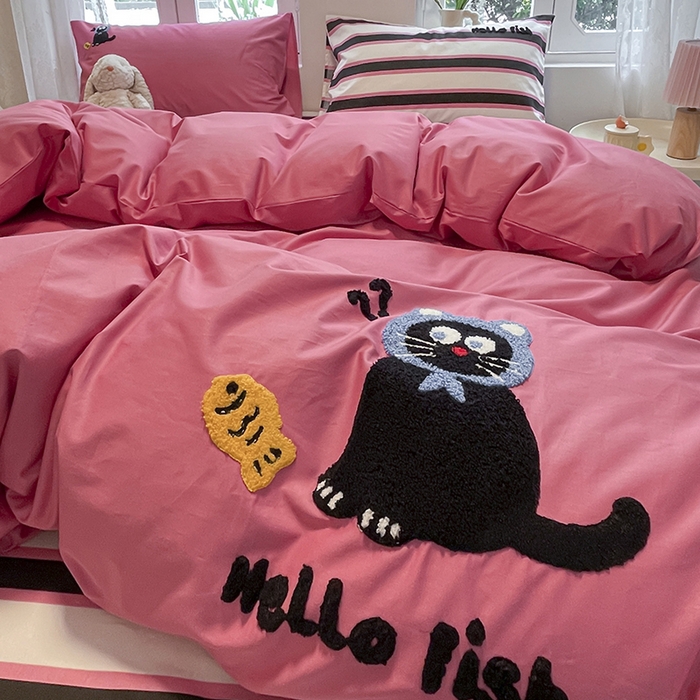 91家纺网 家纺一手货源 找家纺 （总）吉象家纺 2024新款全棉斜纹毛巾绣混搭四件套