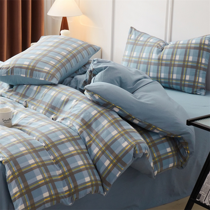 91家纺网 家纺一手货源 找家纺 盛秋家纺 2025新款格子单被套简约+海清