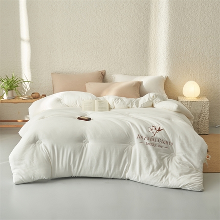 （总）子由家居 2024新款玉米粒绣花立体绣花100%新疆棉花被被子被芯