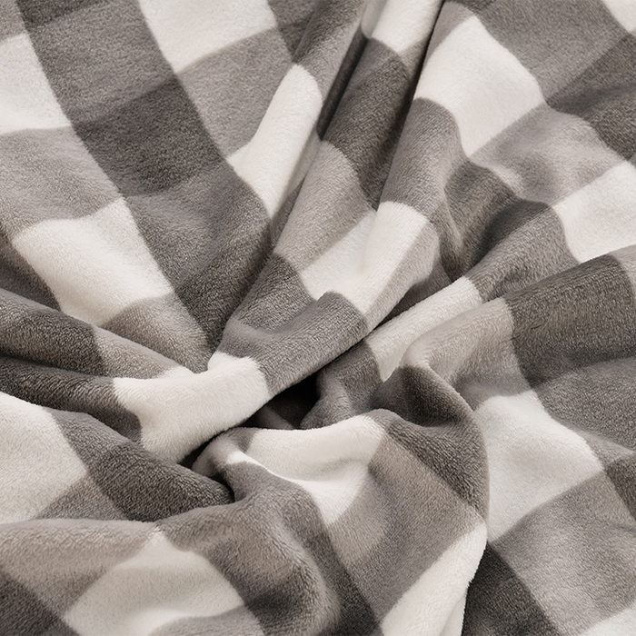 91家纺网 家纺一手货源 找家纺 仟人梦 2024新款A类高克重保暖法兰绒多功能保暖毛毯 灰中格