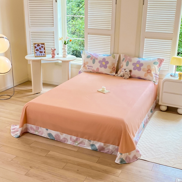 91家纺网 家纺一手货源 找家纺 优品阁 2024新款亲肤舒适全棉磨毛单床单 洛城时光