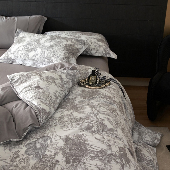 91家纺网 家纺一手货源 找家纺 2025秋冬保暖加厚绒类羽零™绒四件套-【卡米拉】（标准号全网控价(折后券后)不低于159元，（拿货价会员减20元)） 卡米拉灰