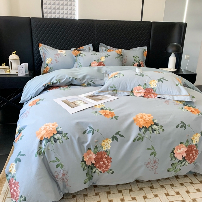 91家纺网 家纺一手货源 找家纺 名佰蕙家纺 2024新款银丝抗菌全棉功能性四件套 丹姿-兰