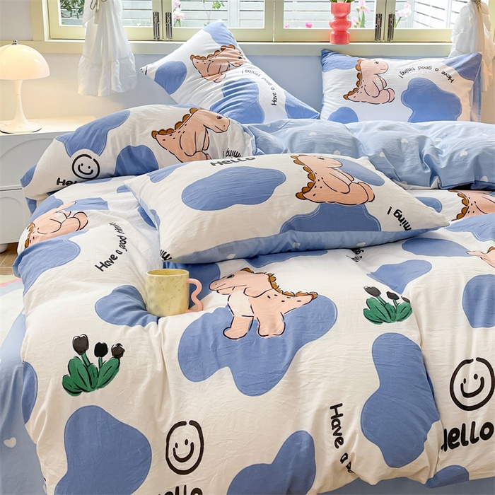 91家纺网 家纺一手货源 找家纺 盛秋家纺 2025新款卡通单被套恐龙宝宝+蓝爱心