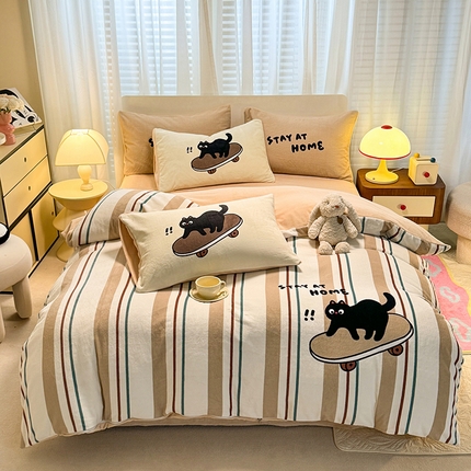 91家纺网 家纺一手货源 找家纺 （总）经年 2025新款大版卡通牛奶绒四件套-4款