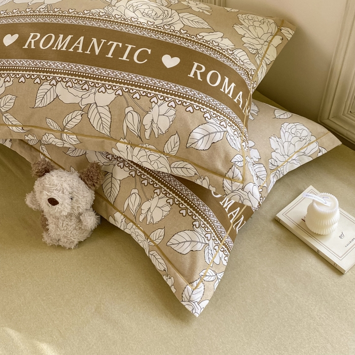 91家纺网 家纺一手货源 找家纺 优品阁 2024新款全棉磨毛四件套单品系列-单枕套 初恋-咖