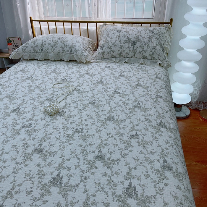 91家纺网 家纺一手货源 找家纺 2024新款亲肤舒适法式床盖三件套 堡垒