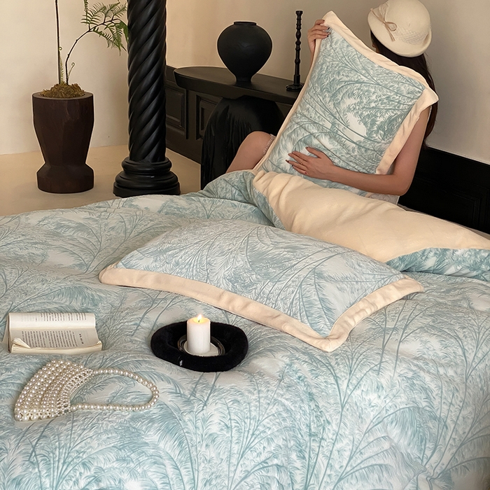 91家纺网 家纺一手货源 找家纺 梦享生活家居 2024新款加厚保暖牛奶绒四件套 森林奇境