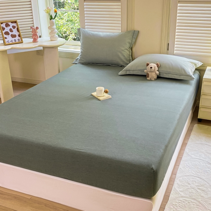 91家纺网 家纺一手货源 找家纺 优品阁 2024新款全棉磨毛四件套单品系列-单床笠 邦尼-绿