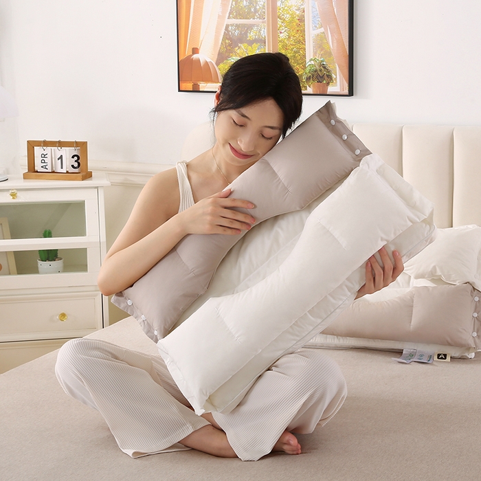 91家纺网 家纺一手货源 找家纺 （总）蔻眠 2024新款全棉可拆卸双向护颈椎牵引枕芯三合一护耳枕头