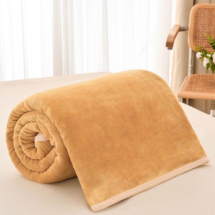 91家纺网 家纺一手货源 找家纺 仟人梦 2024新款A类高克重保暖法兰绒多功能保暖毛毯 浅驼