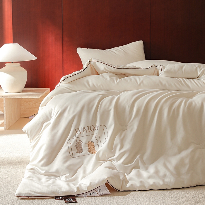 91家纺网 家纺一手货源 找家纺 （总）2024新款7A莫兰迪羊绒艾阳棉提花春秋被子被芯