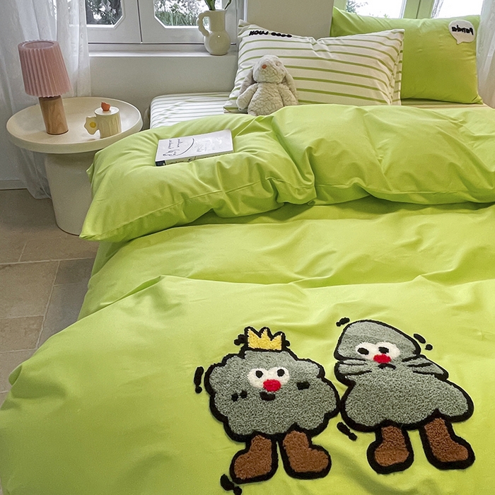 91家纺网 家纺一手货源 找家纺 吉象家纺 2024新款全棉斜纹毛巾绣混搭四件套 好伙伴