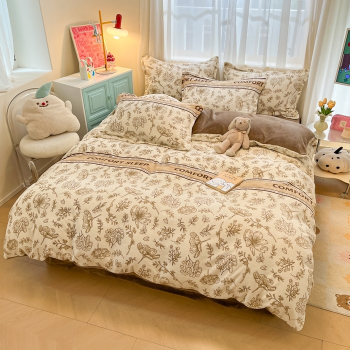 91家纺网 家纺一手货源 找家纺 （总）慕尚家纺 2024新款3.5kg高克重田园花卉类牛奶绒四件套