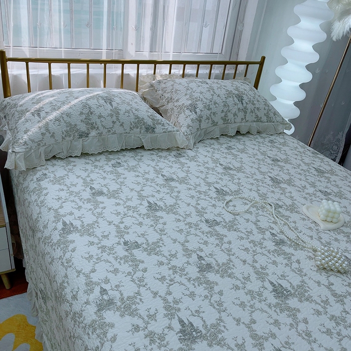 91家纺网 家纺一手货源 找家纺 2024新款亲肤舒适法式床盖三件套 堡垒