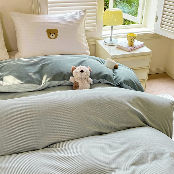 91家纺网 家纺一手货源 找家纺 优品阁 2024新款全棉磨毛四件套单品系列-单被套 邦尼-绿