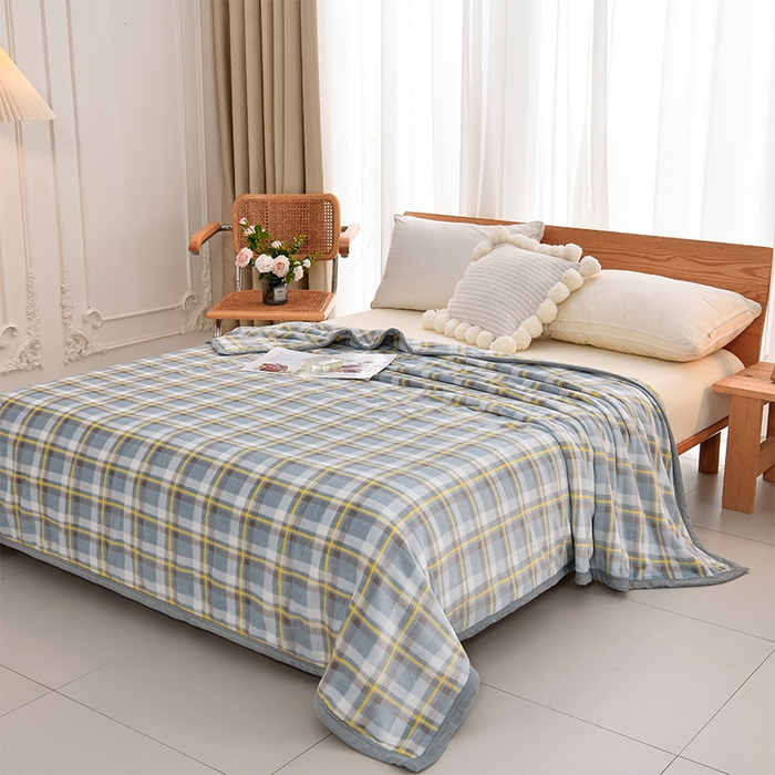 91家纺网 家纺一手货源 找家纺 仟人梦 2024新款A类高克重保暖法兰绒多功能保暖毛毯 简约蓝