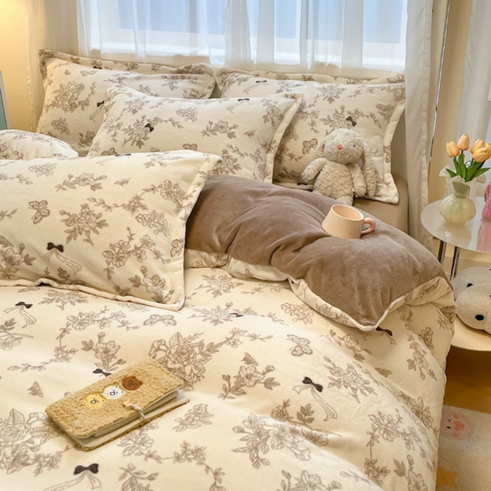 91家纺网 家纺一手货源 找家纺 慕尚家纺 2025新款3.5kg高克重田园花卉类牛奶绒四件套 丽娜