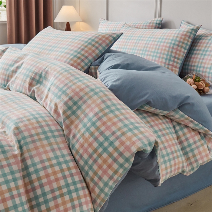 91家纺网 家纺一手货源 找家纺 盛秋家纺 2025新款格子单被套朵拉+海清