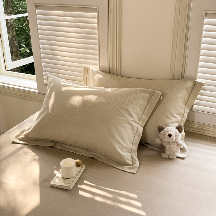 91家纺网 家纺一手货源 找家纺 优品阁 2024新款全棉磨毛四件套单品系列-单枕套 邦尼-咖