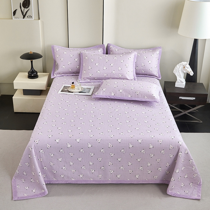 91家纺网 家纺一手货源 找家纺 莎果家纺 2025秋冬一面天丝一面绒高温砂洗床盖三件套 车厘熊仔