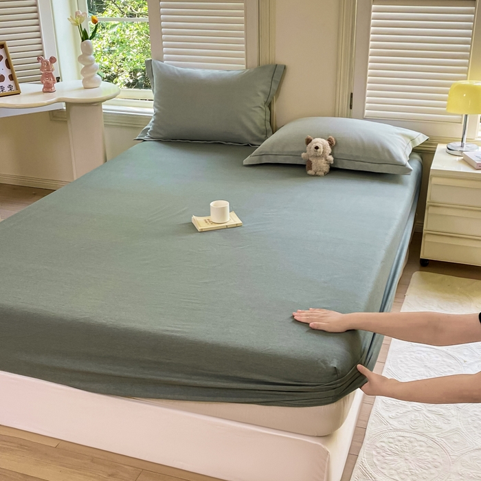 91家纺网 家纺一手货源 找家纺 优品阁 2024新款全棉磨毛四件套单品系列-单床笠 邦尼-绿