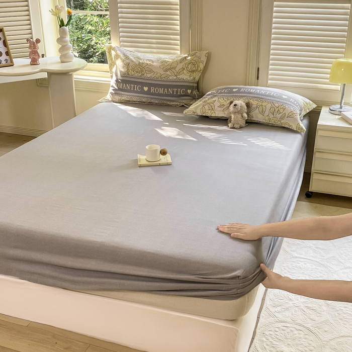 91家纺网 家纺一手货源 找家纺 优品阁 2024新款全棉磨毛四件套单品系列-单床笠 初恋-灰