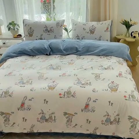 91家纺网 家纺一手货源 找家纺 金鑫汇家纺 2024年新款棉加绒印花四件套保暖牛奶绒法莱绒水晶绒 棉加绒-收获满满