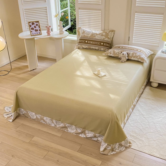 91家纺网 家纺一手货源 找家纺 优品阁 2024新款亲肤舒适全棉磨毛单床单 初恋-咖