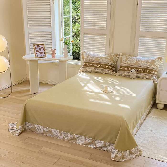 91家纺网 家纺一手货源 找家纺 优品阁 2024新款亲肤舒适全棉磨毛单床单 初恋-咖