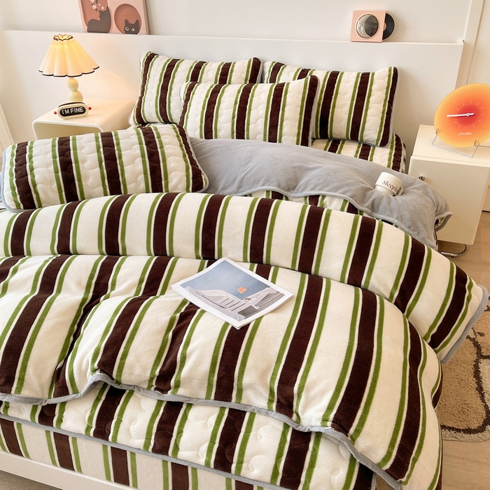 91家纺网 家纺一手货源 找家纺 2024秋冬A类牛奶绒加厚夹棉床笠+牛奶绒被套四件套印象