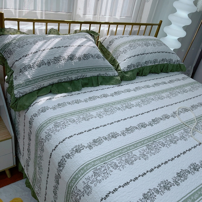 91家纺网 家纺一手货源 找家纺 2024新款亲肤舒适法式床盖三件套 线条