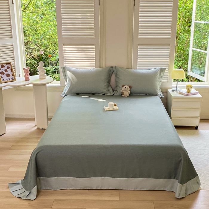 91家纺网 家纺一手货源 找家纺 优品阁 2024新款亲肤舒适全棉磨毛单床单 邦尼-绿