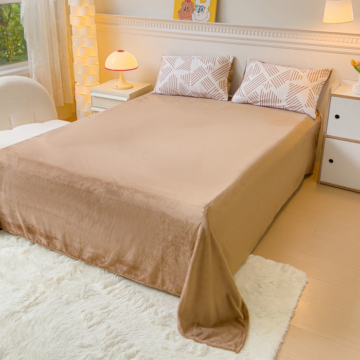 91家纺网 家纺一手货源 找家纺 金鑫汇家纺 2024年新款棉加绒印花四件套保暖牛奶绒法莱绒水晶绒 棉加绒-简格卡琪