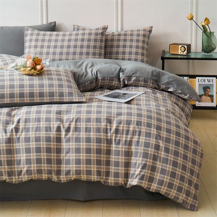 盛秋家纺 2025新款格子单被套保罗+中灰