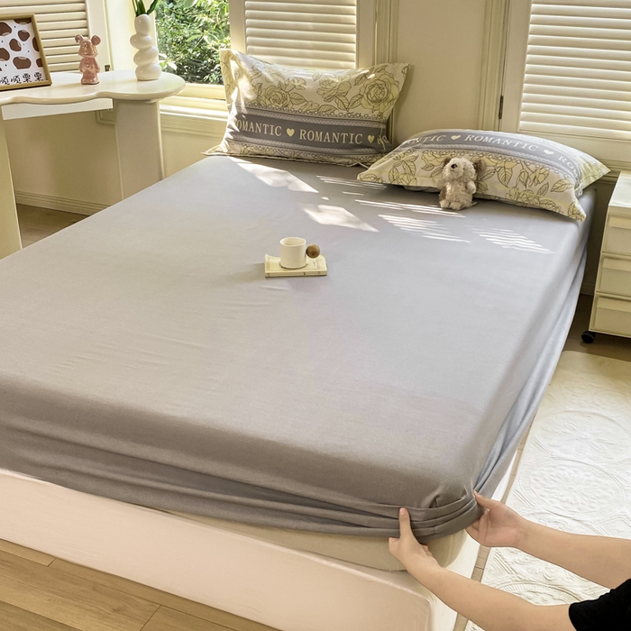 91家纺网 家纺一手货源 找家纺 优品阁 2024新款全棉磨毛四件套单品系列-单床笠 初恋-灰