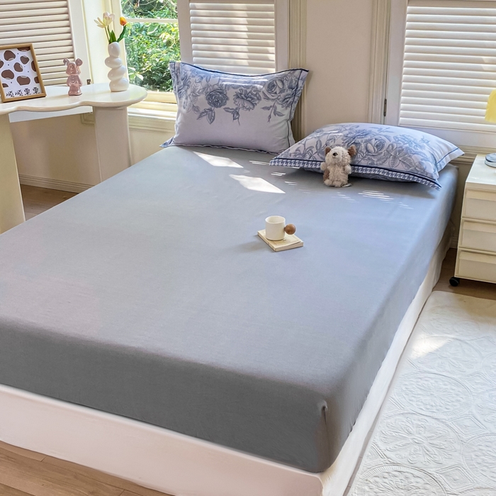 91家纺网 家纺一手货源 找家纺 优品阁 2024新款全棉磨毛四件套单品系列-单床笠 温妮莎-蓝