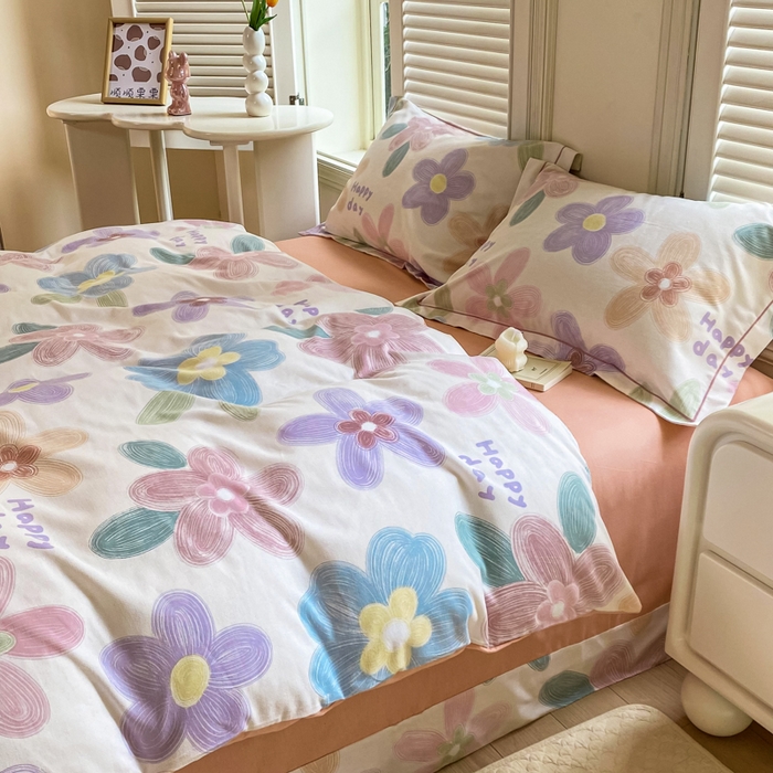 91家纺网 家纺一手货源 找家纺 优品阁 2024新款亲肤舒适全棉磨毛四件套学生三件套系列  洛城时光