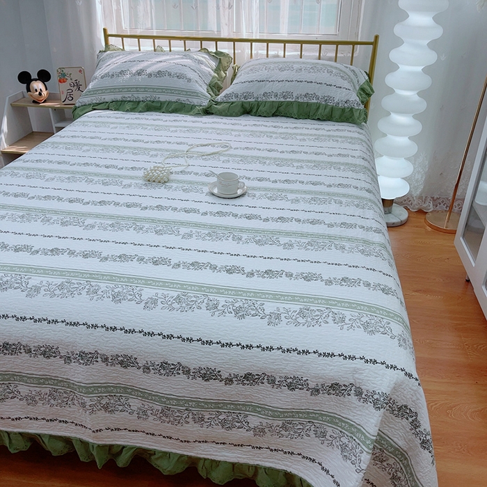 91家纺网 家纺一手货源 找家纺 2024新款亲肤舒适法式床盖三件套 线条